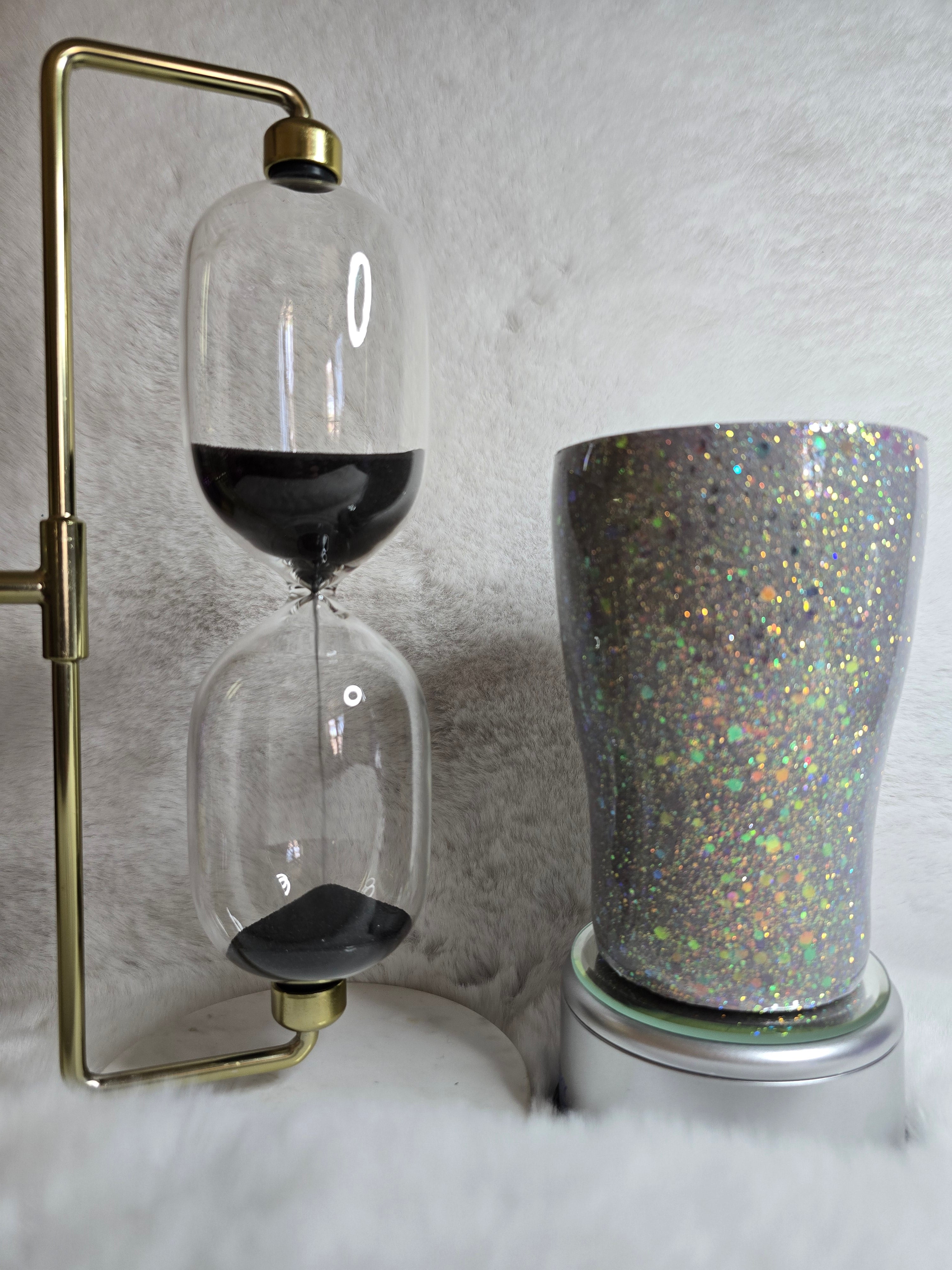12 oz Glittered Base Tumbler with Twist Lid