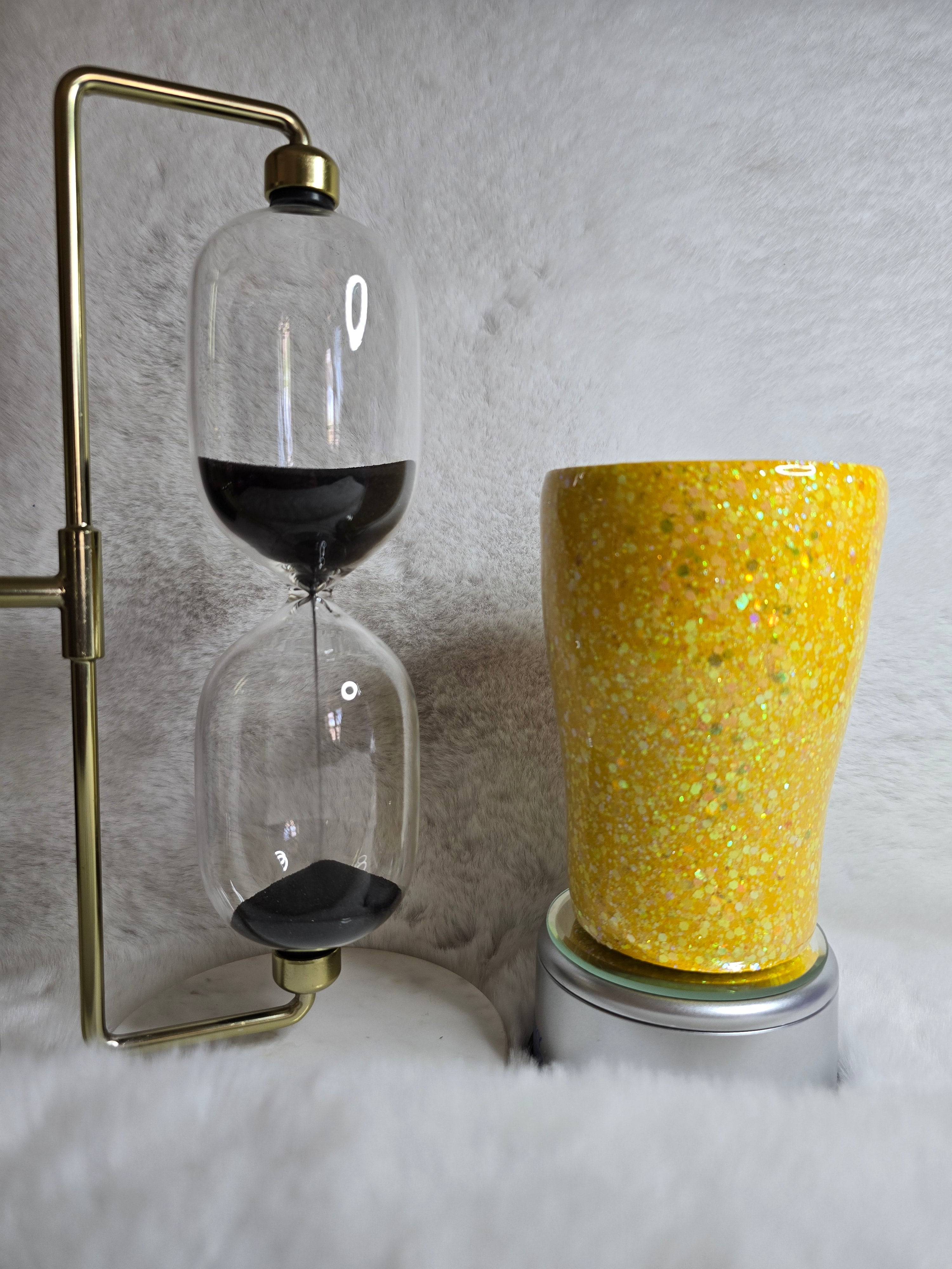 12 oz Glittered Base Tumbler with Twist Lid