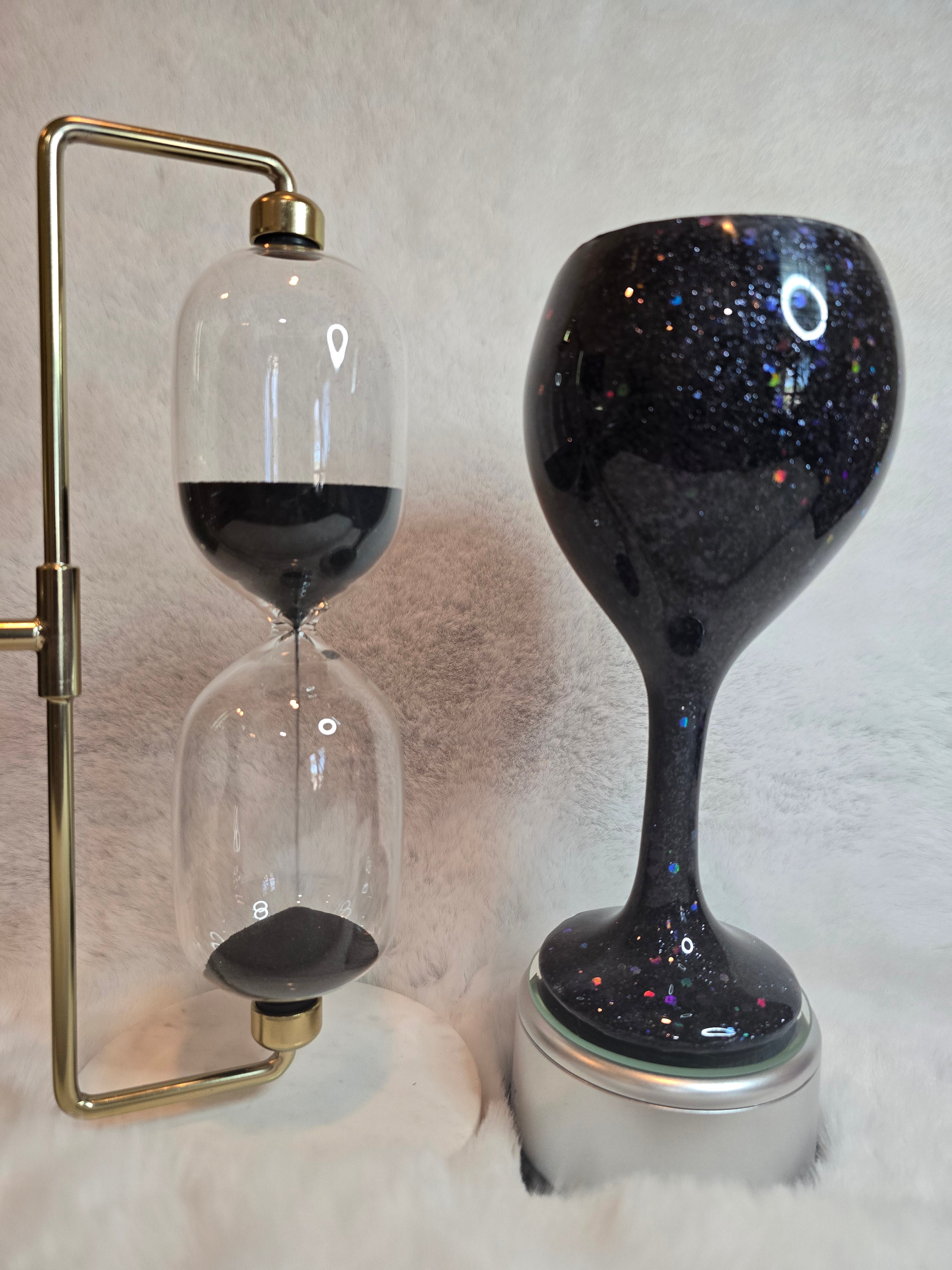 Wine Glittered Glass