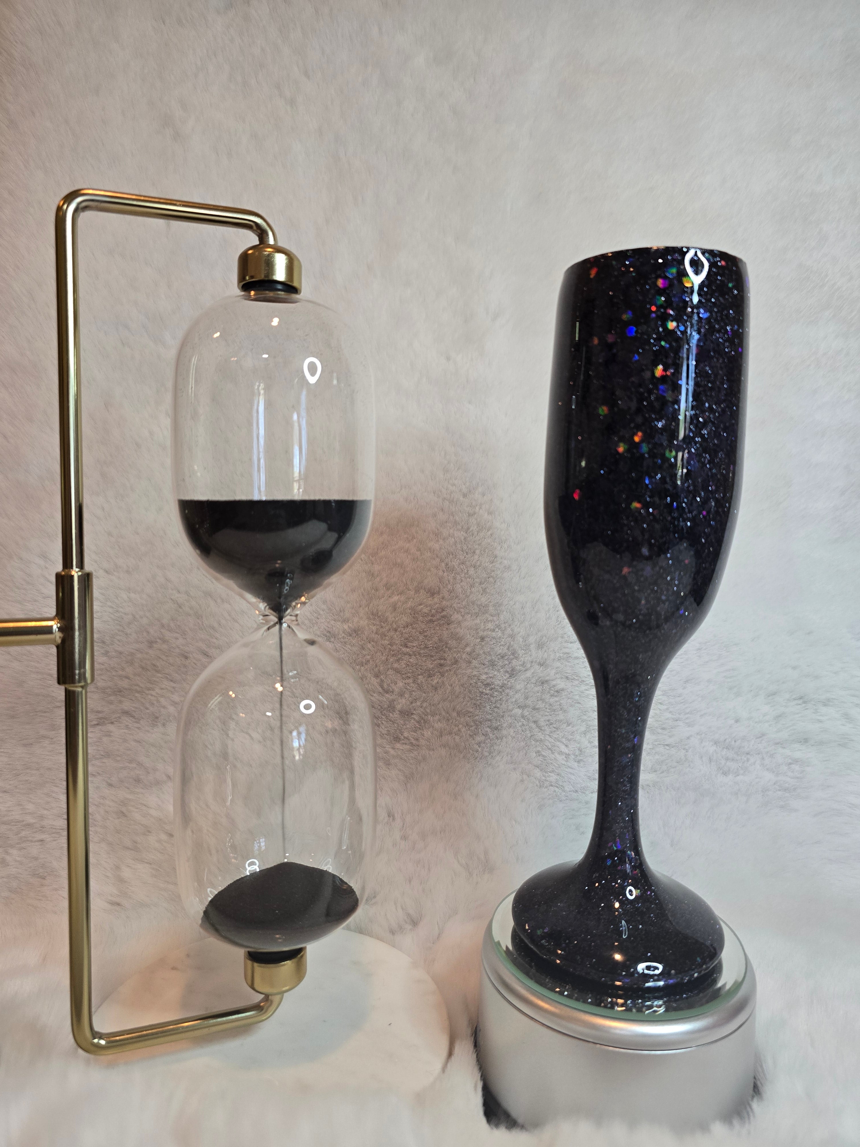 Glittered Champagne Flute (Glass)