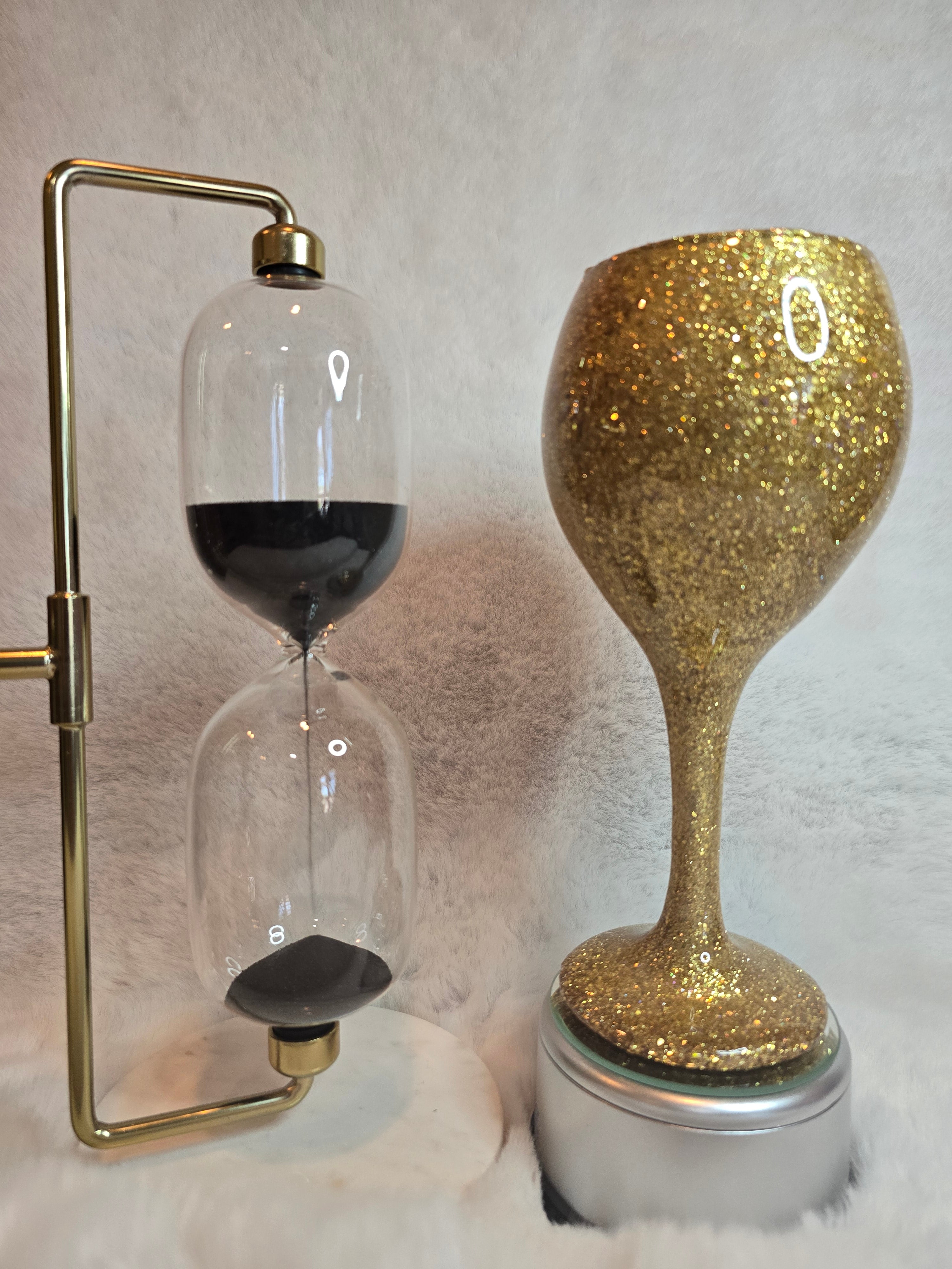 Wine Glittered Glass