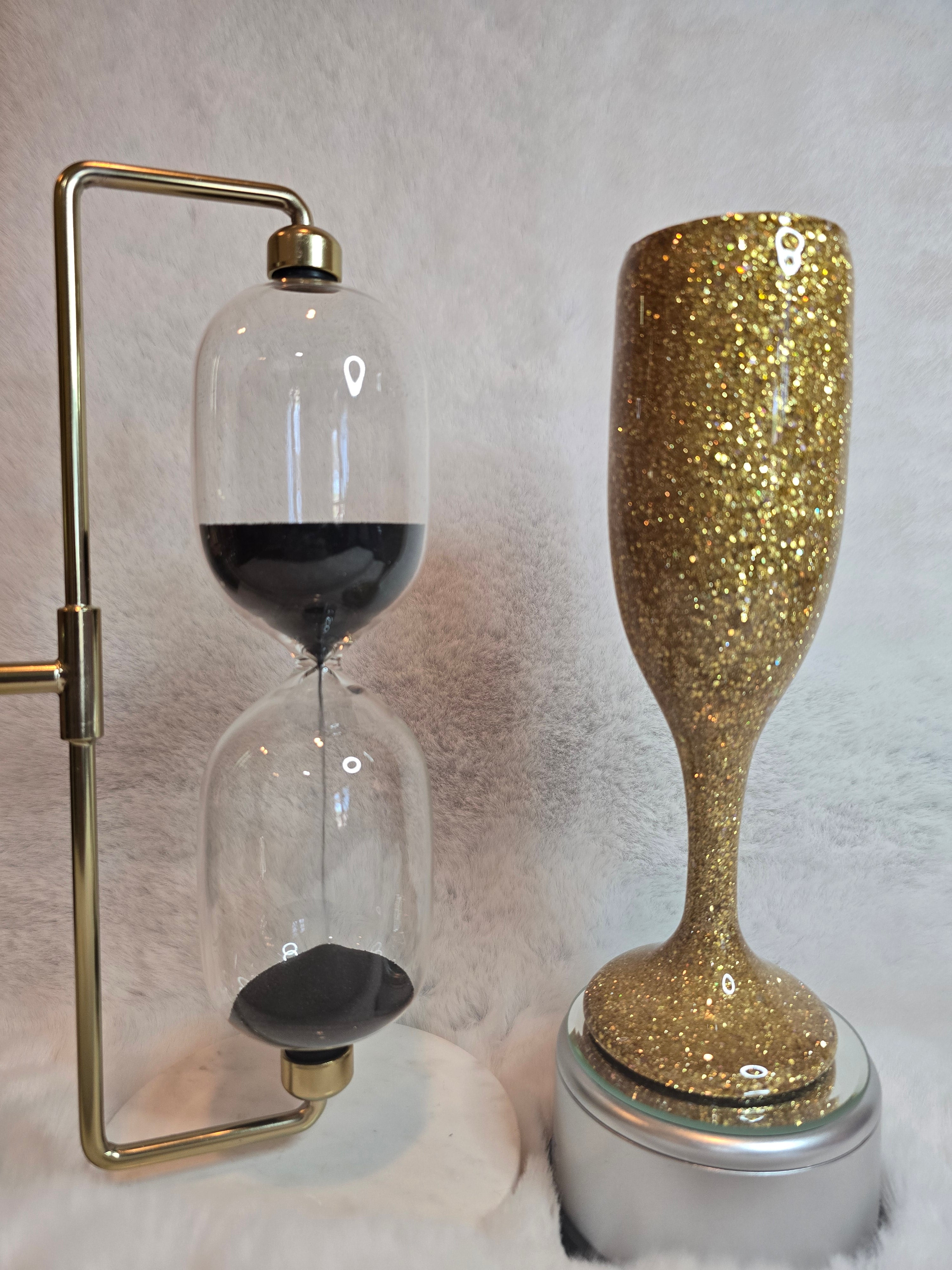 Glittered Champagne Flute (Glass)