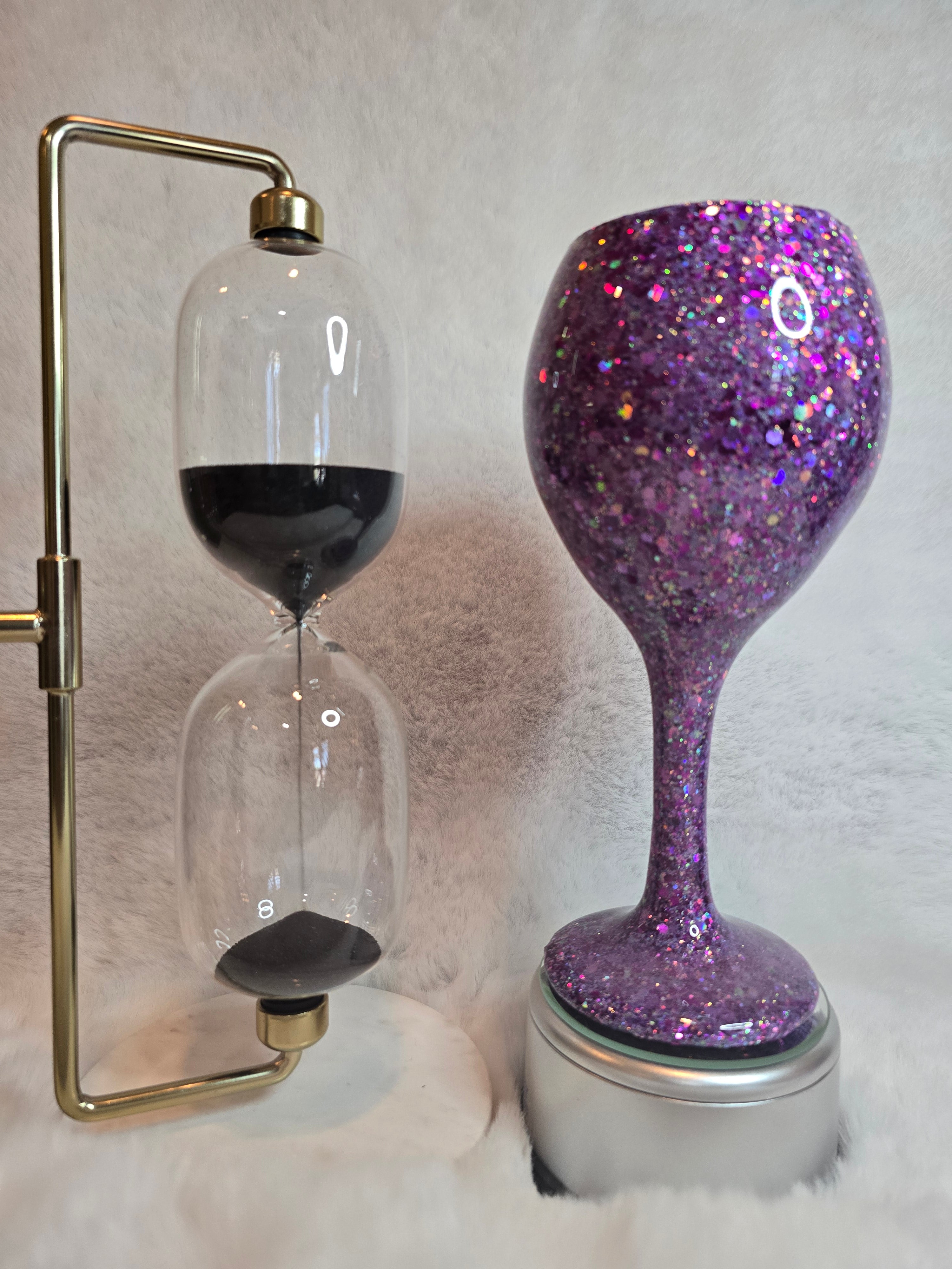 Wine Glittered Glass