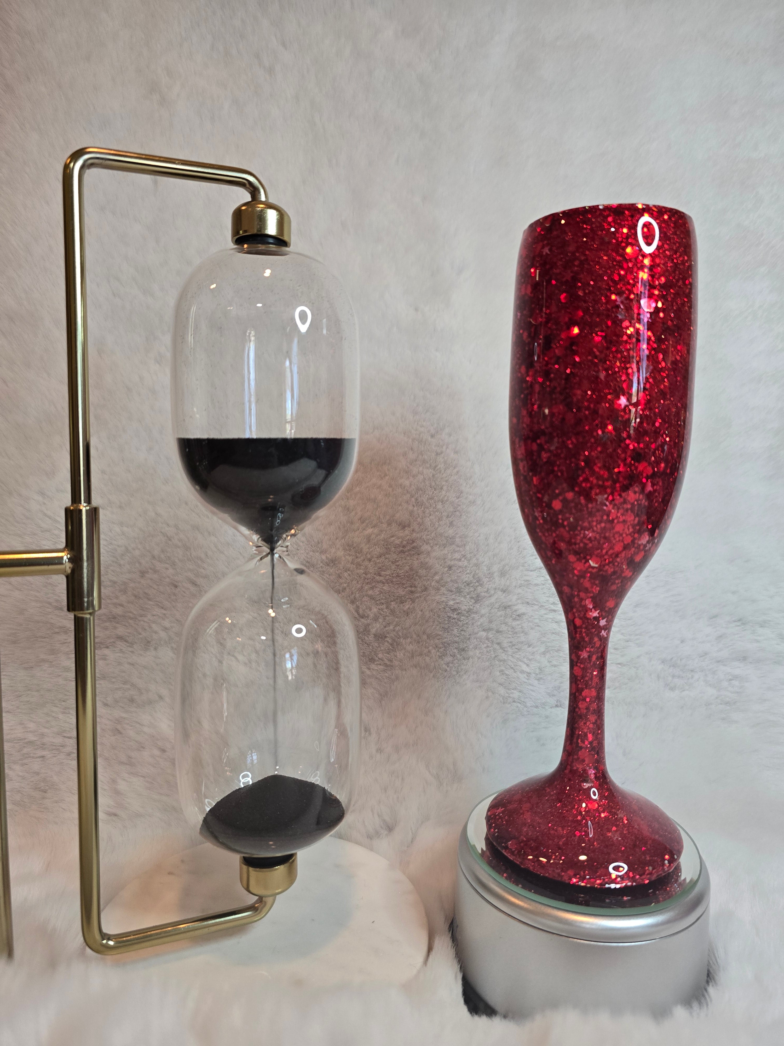 Glittered Champagne Flute (Glass)