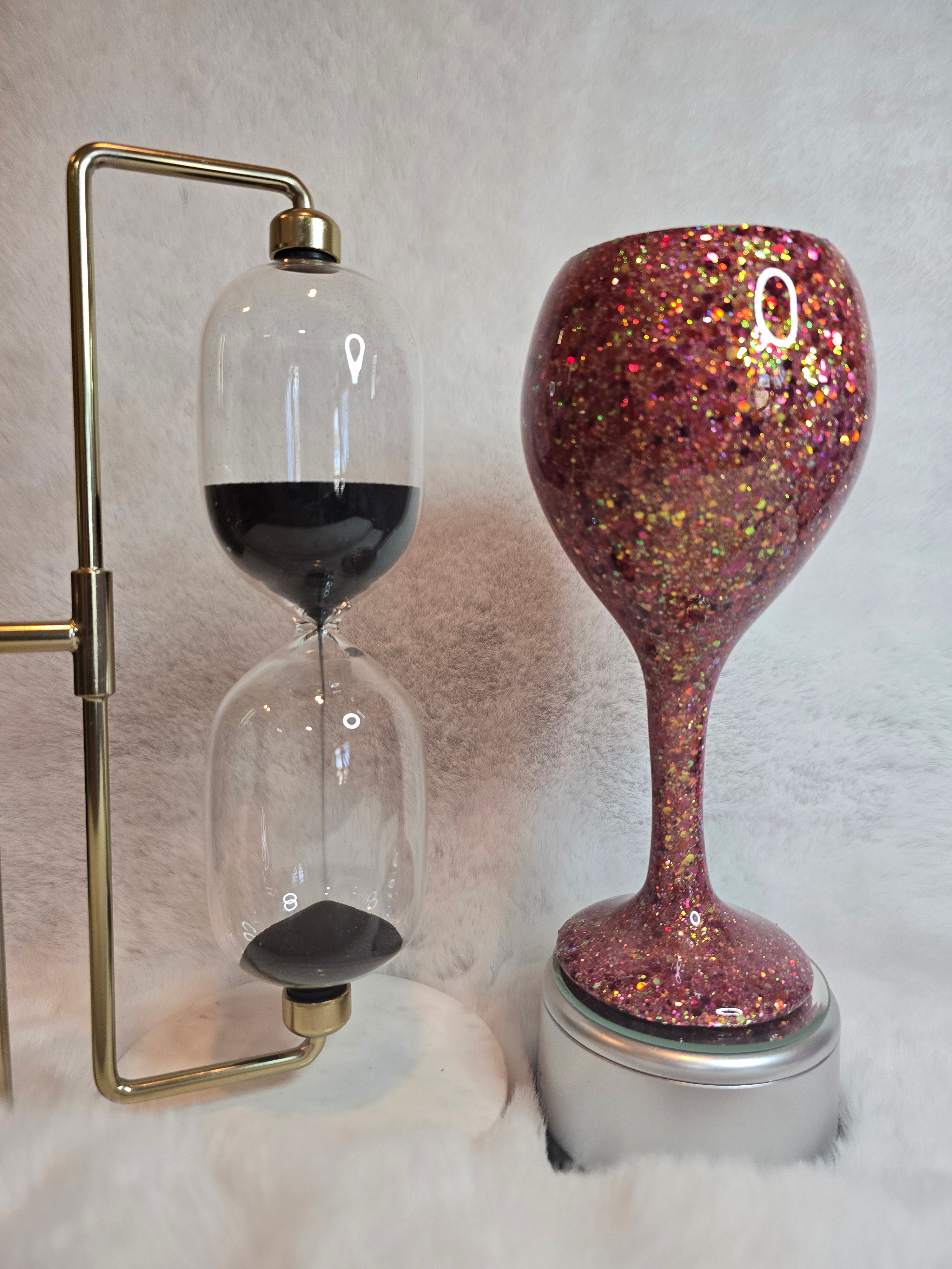 Wine Glittered Glass